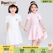 pawinpaw卡通小熊童装，2023年夏季女童儿童，裙子polo领连衣裙
