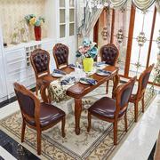 美式全实木餐桌餐椅组合家用吃饭桌子长方形餐厅欧式食桌别墅复古