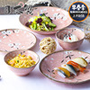 日本进口美浓烧樱花陶瓷碗，蘸酱碟水果盘子，汤面碗饭碗日式彩色餐具