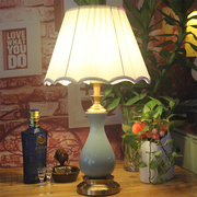 欧式温馨浪漫古典个性创意客厅书房卧室床头布艺触摸陶瓷充电台灯