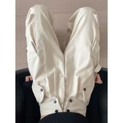 白色工装裤女春秋2024年高腰直筒宽松休闲显瘦复古美式运动裤