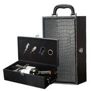 红酒包装礼盒双支装红酒盒木两只装葡萄酒皮箱子空可定制logo