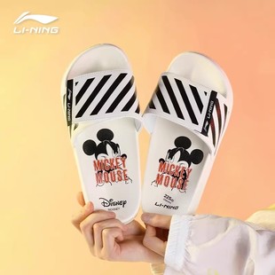 中国李宁拖鞋男女鞋夏季情侣，款迪士尼联名米奇魔术贴外穿运动拖鞋