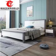 实木床1.8米现代简约时尚白色压纹床1.5米北欧双人床主卧储物家具