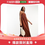 香港直邮潮奢 tall 女士设计长筒棉质打褶胸部洋娃娃中长巧克力色