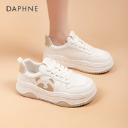 达芙妮配裙子的小白鞋子女2024夏季百搭熊猫鞋女厚底增高板鞋