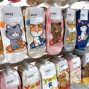 韩国东大门女袜ARIES可爱卡通猫咪小熊矮腰浅口短袜