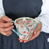 日本进口 美浓烧佐保姬手绘百花茶壶  陶土日式复古传统茶具