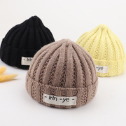 婴儿帽子秋冬季韩版时尚字母新生男孩女宝宝针织帽保暖男童毛线帽