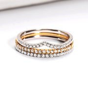 18k金钻石(金钻石)戒指黄金，白金时尚珠宝可叠戴排戒简约宝石钻戒女戒