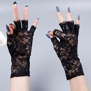 半指手套女蕾丝薄款短性感黑色透气露指头跳舞遮疤痕纹身夏季防晒