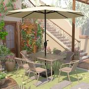 户外桌椅带伞组合庭院露天花园，桌椅三件套家用室外休闲阳台小桌椅