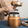 创意中式茶罐不锈钢双层盖密封茶叶罐，防潮金属大号空罐收纳茶桶