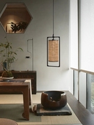 新中式小吊灯设计师款禅意简约麻布民宿创意复古单头茶室餐厅灯具