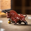 陶瓷红色牛小摆件牛气冲天家居招财装饰品办公室吉祥物生肖牛