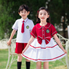 中国风儿童衬衣夏天短袖，小学生校服班服六一演出服，红色幼儿园园服