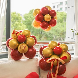 结婚五瓣花朵气球造型布置婚礼卧室婚房圆形汽球装饰结婚用品大全