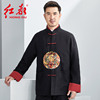 红都中式棉服唐装男上衣，礼服中国风，盘扣中式立领复古民族风外套