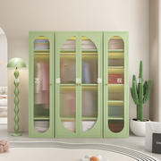法式奶油风衣柜简约现代家用卧室，长虹玻璃轻奢铁艺大收纳储物柜子