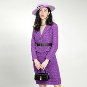香莎CHANSARR 复古气质紫丁香绣花外套 修身显瘦 优雅别致小西装