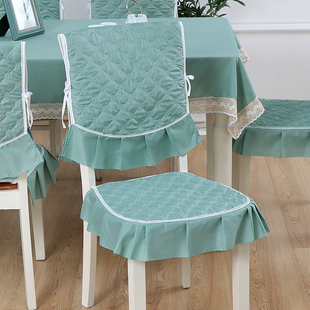 简约现代通用餐椅垫套装田园，餐桌椅子连体坐垫，靠背套罩长方形桌布