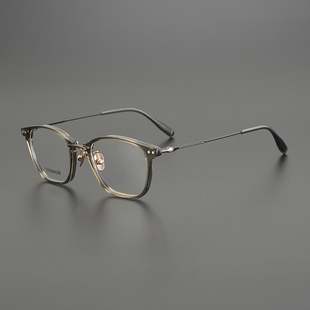 精英式时髦 设计师手工方框板材眼镜架 超轻纯钛近视眼镜框男女款