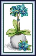 兰花瓶印花十字绣2023植物花卉图案淡雅书房挂画DIY手工小件