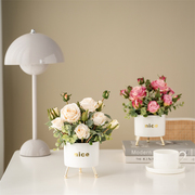 欧式玫瑰仿真花假花客厅桌面装饰盆栽干花花束插花花瓶花艺摆件