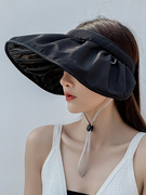 韩国黑胶贝壳帽空顶帽女士太阳帽，夏发箍式两用大沿遮阳帽防晒帽子