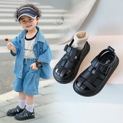 儿童凉鞋韩版夏季男童包头沙滩鞋软底防滑女童透气黑白色休闲童鞋