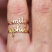 支持刻字！定制名字戒指！欧美DIY英文字母不锈钢戒指高保色指环