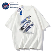 NASA联名短袖t恤男士日系夏季潮牌涂鸦情侣装半袖体恤上衣女
