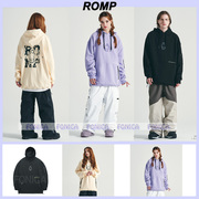 2324romp韩国滑雪长款卫衣加厚抓绒，保暖紫色黄色单板双板防风防寒