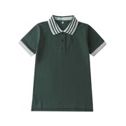 中小学生校服墨绿色T恤上衣套装学院英伦风夏季藏青纯色条纹衣领
