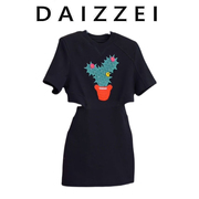 daizzei~小个子甜酷风短袖，连衣裙女2022夏立体(夏立体)装饰露背t恤裙