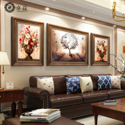 美式客厅装饰画大气三联画沙发背景墙画欧式壁画，餐厅油画简美挂画