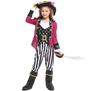 万圣节cosplay服装儿童恶魔，公主裙女海盗，女童面具舞会海盗演出服
