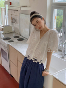 Bettychow 精致高密度棉刺绣白衬衫夏季法式简约时髦通勤上衣