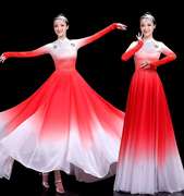 灯火里的中国舞蹈长裙盛开中国梦歌伴舞大摆裙现代舞红歌合唱演出