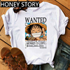 One Piece Cartoon T Shirt海贼王草帽团路飞印花白色上衣短袖T恤