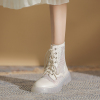 海伦倌白色网靴复古系带透明底时尚短靴厚底，夏季英伦风马丁靴