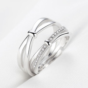 交织的爱925银戒指情侣对戒子创意简约开口日韩男女活口指环