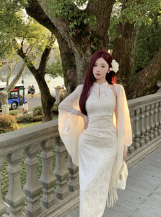 I do 求婚裙新中式连衣裙女春季清冷感复古改良旗袍白色长裙