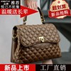 真皮女包2025新款时尚高级菱格链条手提包女黑色百搭单肩斜挎大包