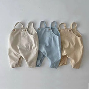 韩版夏装婴幼儿背带裤男女宝宝，可爱休闲吊带裤，儿童透气薄款百搭裤