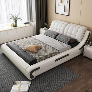 喜临门简约现代1.5单皮床1.8米大床主卧家用双人床，榻榻米意式软床