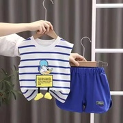 婴儿套装夏季薄款小童洋气衣服儿童夏装，2024男宝宝背心两件套
