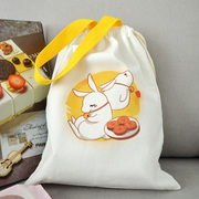 中秋月饼包装手提袋抽绳束口帆布袋散装月饼袋甜品糕点打包袋