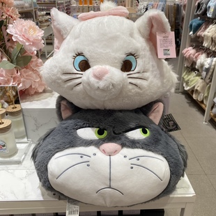 迪士尼猫咪绒绒系列靠枕公仔 名创优品miniso玛丽猫路西法抱枕