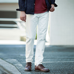 日本japanblue白色修身直筒牛仔裤，j370拉链复古长裤日产原色裤男